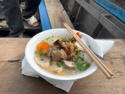 Hu Tieu is one of the popular dish in floating market