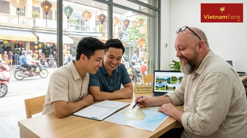 Thomas helps making a route for Vietnam travellers